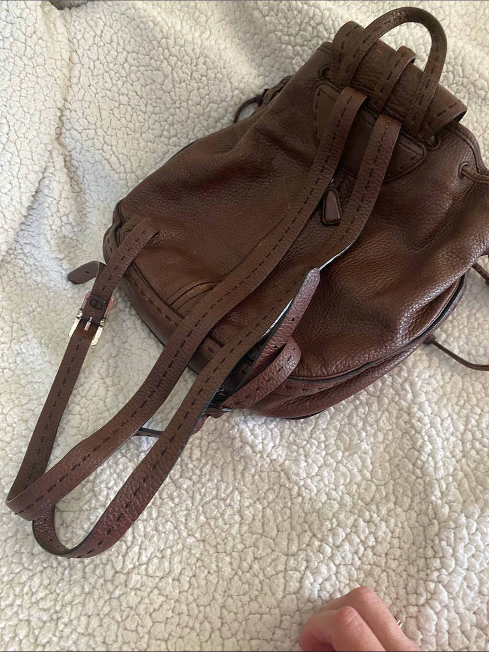Brighton vintage brown leather backpack. - Picture 6 of 7